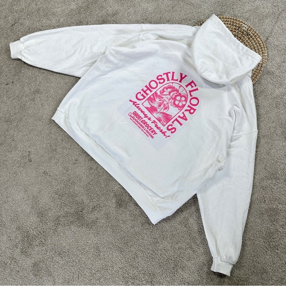 Lonely Ghost Women’s Ghostly Florals Sweatshirt Hoodie Pullover in White XXL - Picture 7 of 16